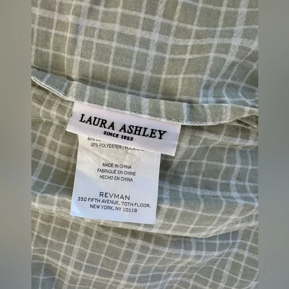 Vintage Laura Ashley raspberry/green plaid print quilted pillow shams - Picture 5 of 10